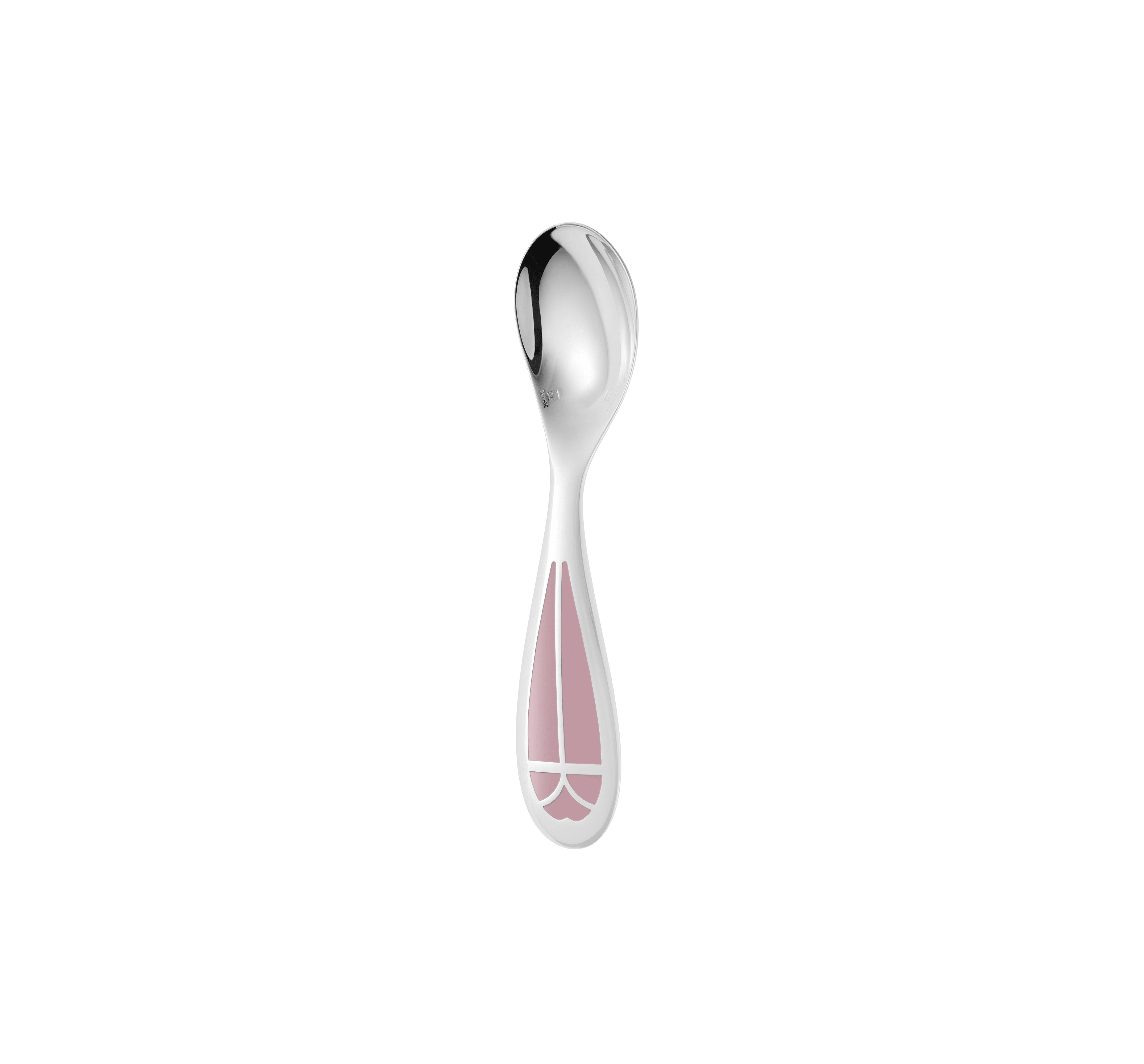Silver-Plated Baby Spoon & Fork Set Talisman - Rose Quartz